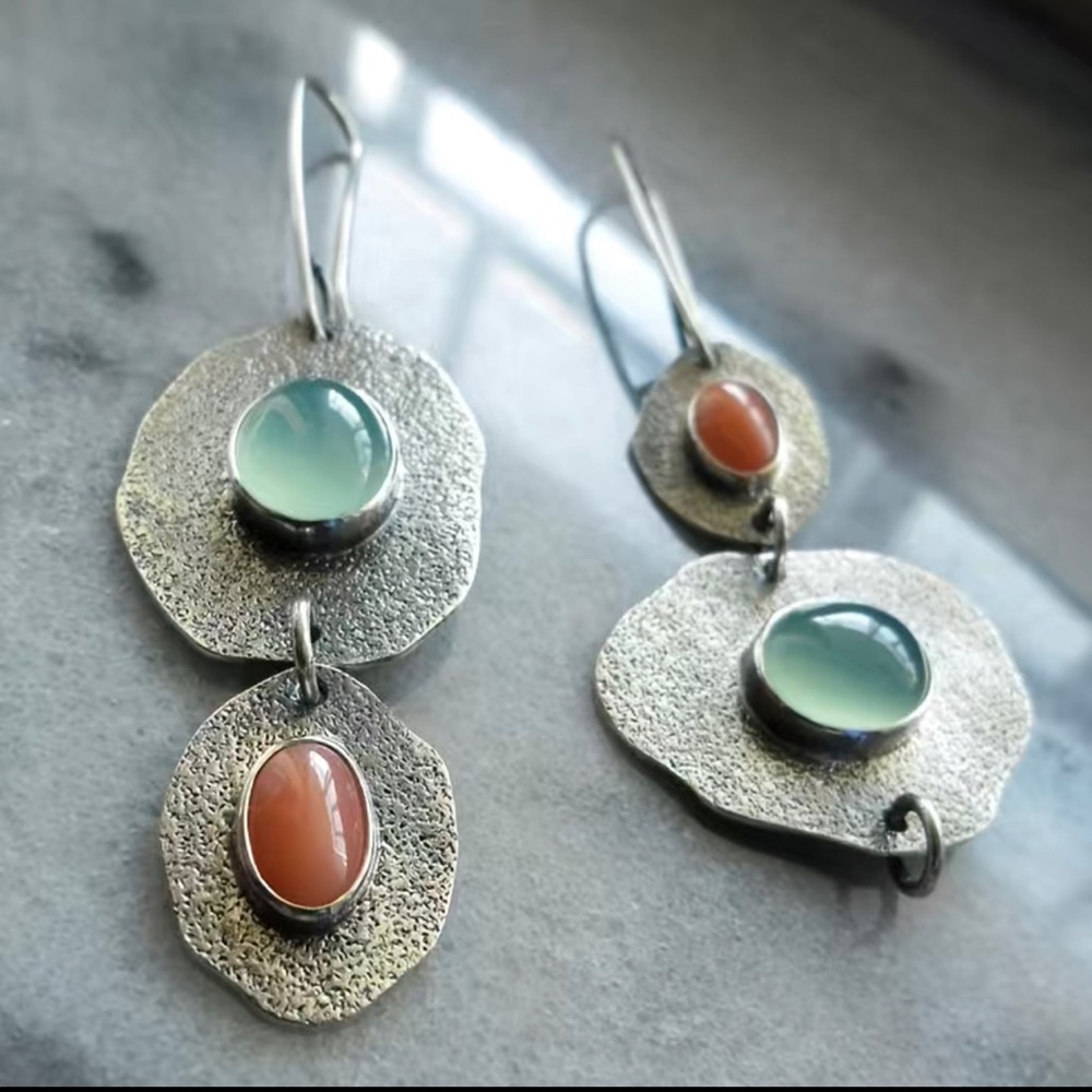 Bohemian Creative Asymmetric Vintage Earrings With Synthetic Gemstone
